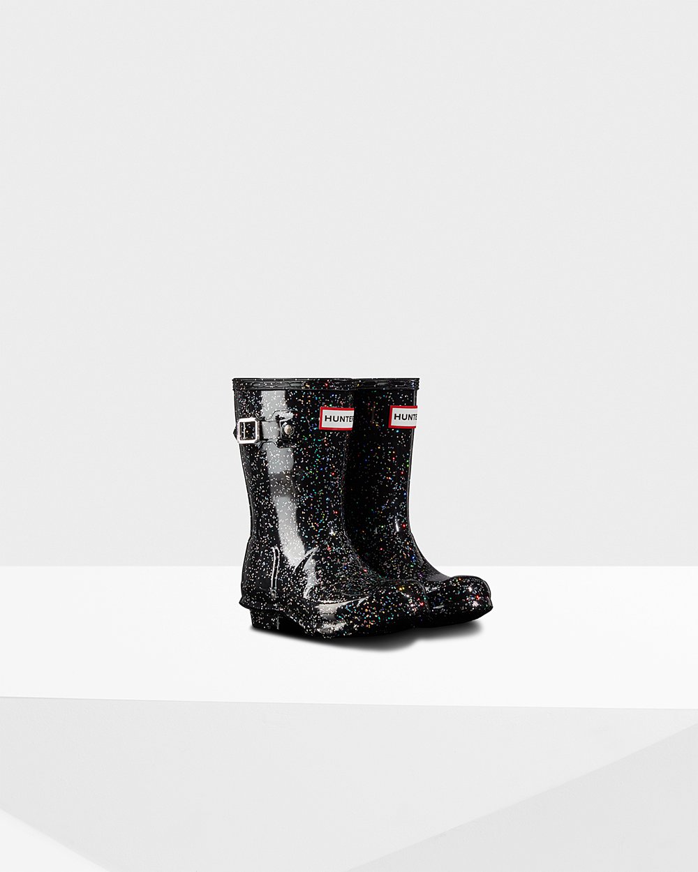 Kids Rain Boots - Hunter Original Little Giant Glitter (42PYGJURH) - Black